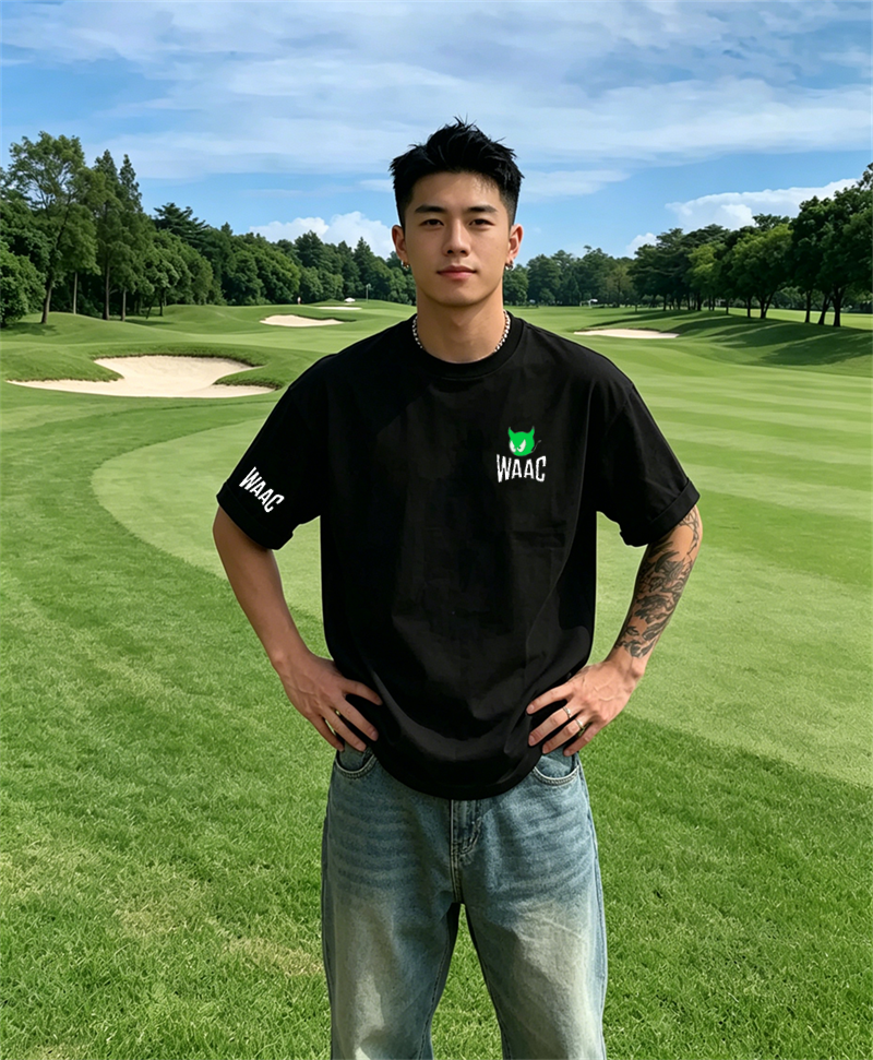 Men's Black Golf T-shirt Short – Golf Equipment Logo recenzja i cena